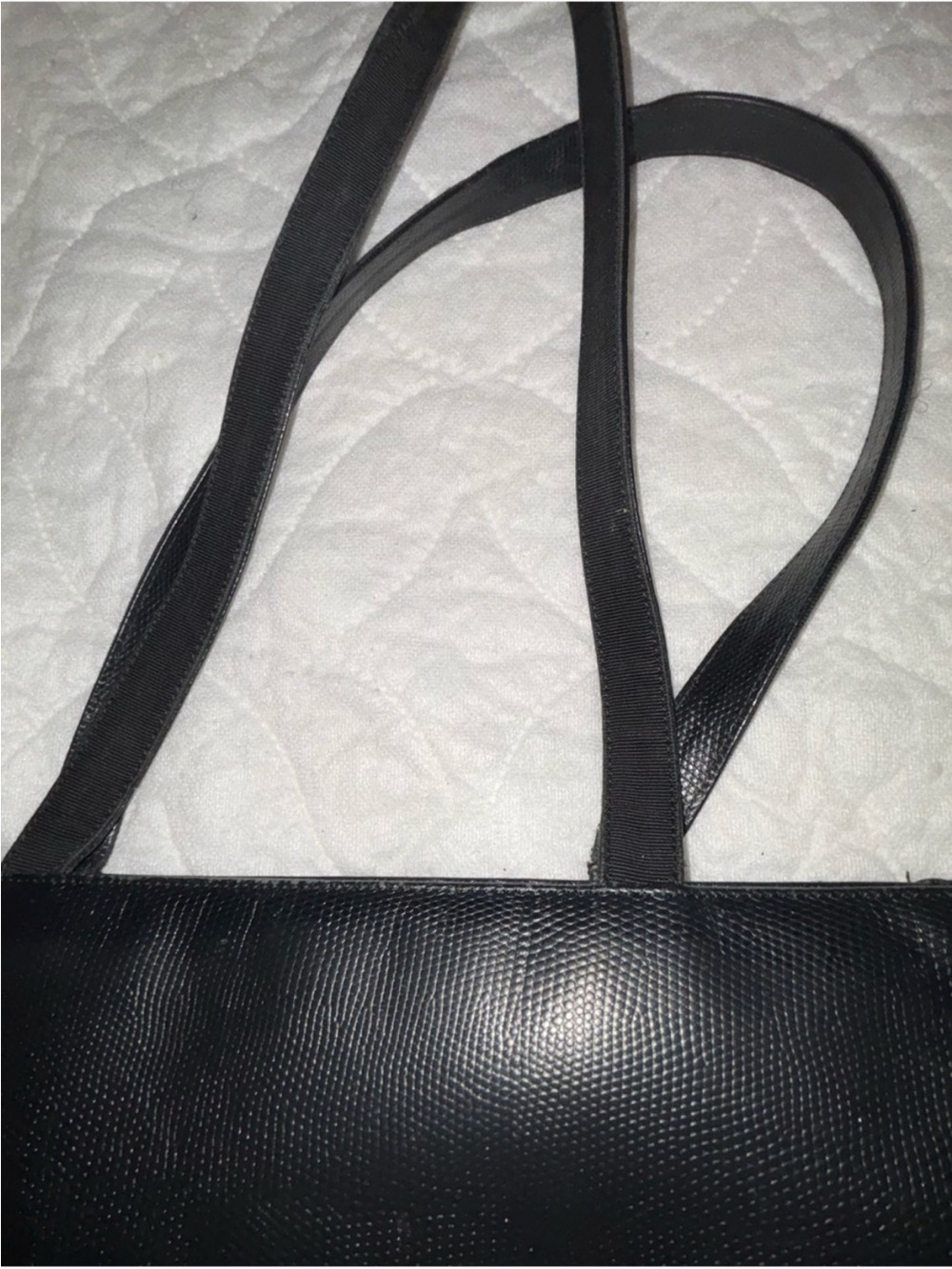 Salvatore Ferragamo Black Lizard-Embossed Tote Shoulder Bag - Imperfect👀 - Picture 5 of 16